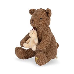 Плюшевая музыкальная игрушка Konges Slojd "Медвежонок с мамой", коричневый микс